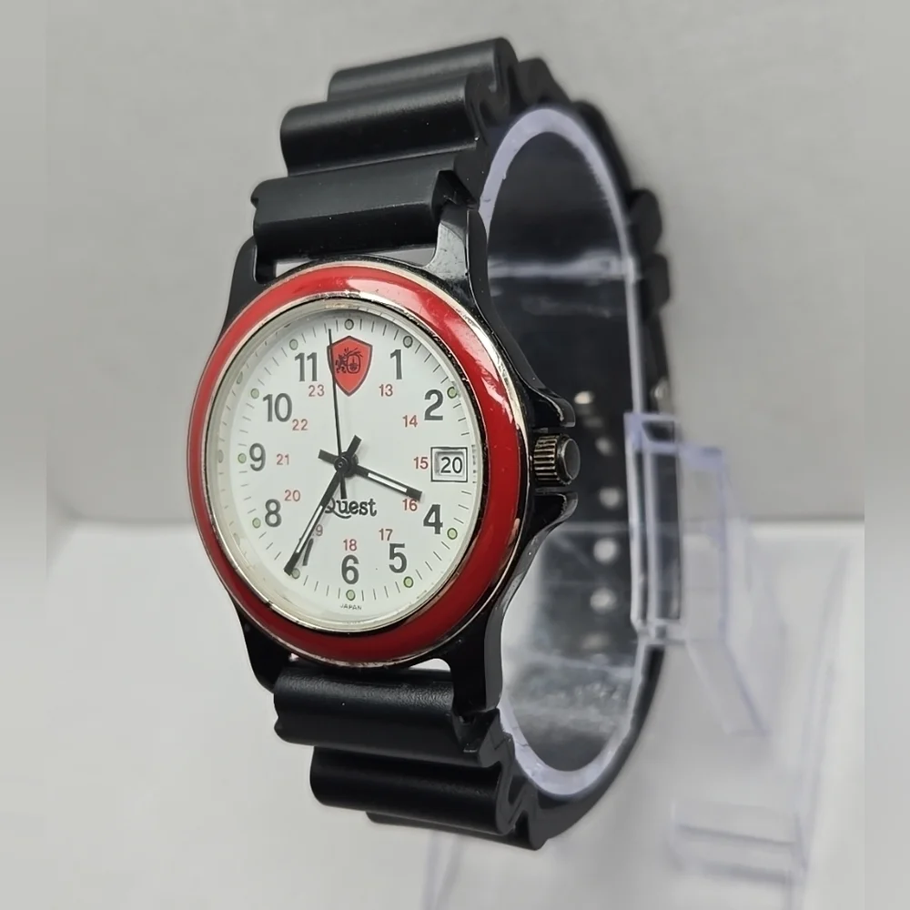 Mens Quest Army Military Style Date Watch 3ATM Quartz LDW-50 New Battery